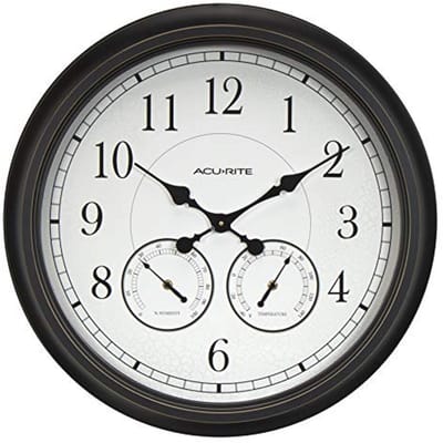 24-inch Wandklok met Thermometer en Hygrometer - Weathered Black