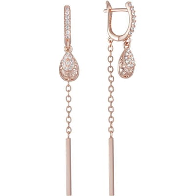 Trend Lange Kwast Waterdruppels Hangende Oorbellen Voor Vrouwen Mode Roségoud Kleur Met Natuurlijke Zirkonia Fijne Dagelijkse Sieraden white