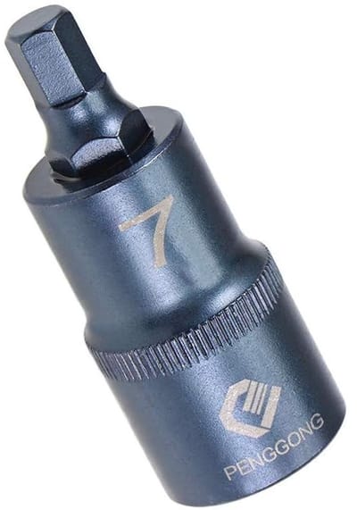 Dailygoody - TA-VIGOR Hex Bit Socket, 1/2" Drive x H7 (7 mm) inbussleutel socket, premium S2 stalen bits, zeskantbit met 2 inch lengte voor vrachtwagens, fiets, au