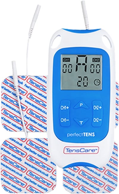TensCare - Perfect TENS -Nek pijn - Dubbelkanaals TENS apparaat - 8 programma’s - Pijnverlichting - Elektrodentherapie - Spierstimulator - Pijntherapie