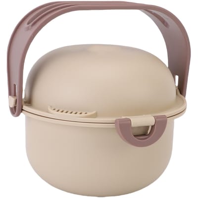 Gamelles de voyage 2 en 1 pour chien Acier inoxydable Plastique Pliable Distributeur d'eau et de nourriture pour chien avec poignée pour randonnée en extérieur L abricot