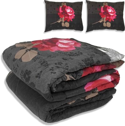 Dekbed zonder overtrek - All year 240x220cm - Rozen Zwart Rood - Wasbaar Dekbed Zonder Overtrek – Hypoallergeen & Antibacterieel – 30 dagen proefslapen - Wasbaar hoesloos dekbed - Bedrukt dekbed - zomerdekbed & winterdekbed