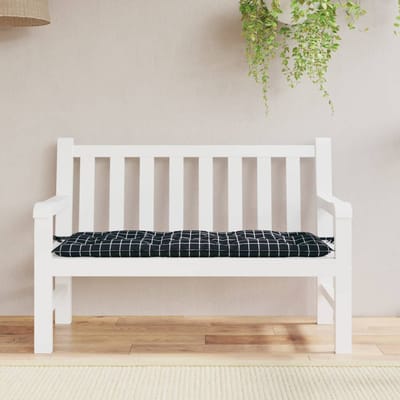 vidaXL - Tuinbankkussen - ruitpatroon - 120x50x7 - cm - stof - zwart