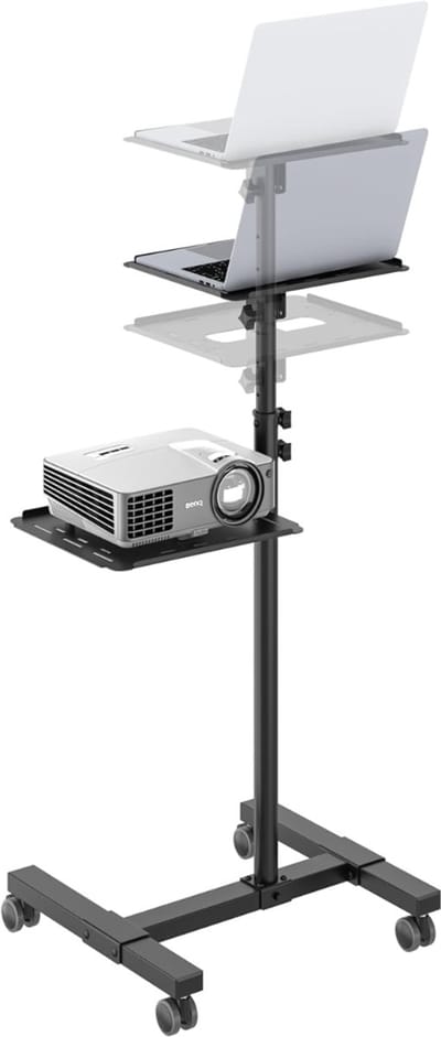 MRKK® Projector Statief – Beamer Statief Met Laptop Verdieping – Verstelbaar Standaard – Met Wieltjes - Zwart
