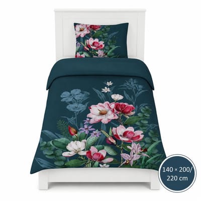 Dekbedovertrek - 140x200/220 - Groen Multi Bloemen - Oase Design - Luxe, Zacht & Ademend - Inclusief Kussensloop - Kleurvast