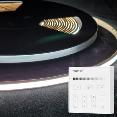 LED Strip COB - 10 Meter - Complete Set - 6000k - Koud Wit - 24V - IP68 Waterdicht - 480LED/m - Met Draadloze Mi-Light(MiBoxer) Touch Wandbediening(Wit)