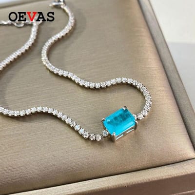 Bracelet Tourmaline Paraiba en Argent Sterling 925 100% Pour Femmes Étincelant Diamant Plein Haut Carbone Filles Fête Bijoux Fins gray