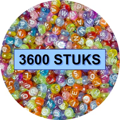 Fako Bijoux® - Letterkralen Rond Bulk - Letter Beads - Alfabet Kralen - Sieraden Maken - 3600 Stuks - Transparant