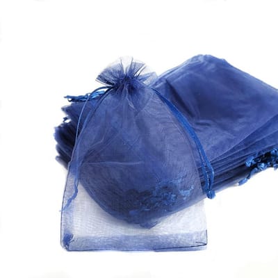 100 Stuks Organza Zakjes voor Cadeaus, Tassen met Trekkoord voor Feestjes, Bruiloften en Sieraden, 20 x 30 cm, Marineblauw, Perfect voor Snoep en Decoratie
