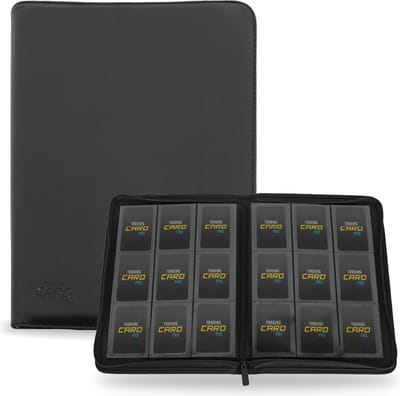 TradingCardPro Premium PU Leren Verzamelmap voor 360 Kaarten – Luxe Card Binder met Ritssluiting voor Pokémon kaarten - 20 Pagina's - 9-Pocket, A4 Formaat – Zwart Leer