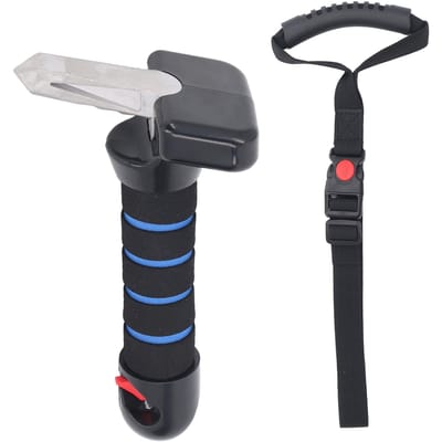Poignée de porte de voiture 3 en 1 avec coupe-ceinture et brise-vitre Haute capacité de charge Prise antidérapante bleu