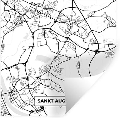 Muurstickers - Sticker Folie - Sankt Augustin - Kaart - Plattegrond - Stadskaart - 100x100 cm - Plakfolie - Muurstickers Kinderkamer - Zelfklevend Behang XXL - Zelfklevend behangpapier - Stickerfolie