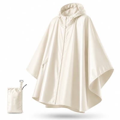 BOTC Poncho - Fietsponcho Fiets - Met Capuchon - Unisex - Dames & Heren - Waterdicht - Crème