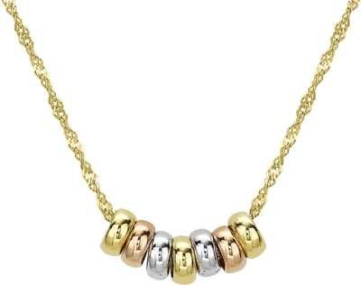 Lucardi Dames Ketting met 7 lucky rings - 9 karaat - Ketting - Cadeau - 41 cm - Meerkleurig