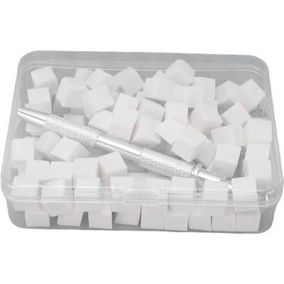100 pièces Éponges pour Nail Art avec Stylo Grip Boîte de Rangement Ensemble d'Outils Éponges pour Nail Art DIY white