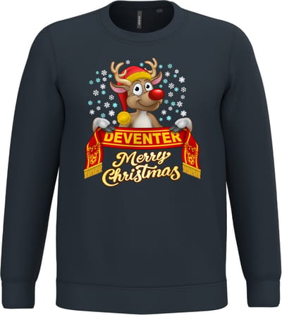 Kersttrui Deventer | Foute Kersttrui Dames Heren | Kerstcadeau | Go Ahead Eagles supporter | Navy | maat 104/116