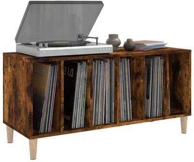 Platenspeler Meubel - LP-kast - Platenspelerkast - Draaitafelstandaard - Platenspelerstandaard - Vintage Displayplank - Gerookt Eiken