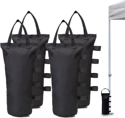 Ballastzakken 4 stuks - zandzakken gewichten partytent Ballastzakje - Stabiele Basis - 600D Oxford - 20 x 50 cm - Draaggewicht 10 kg - Zandzakken voor verzwaren - Gewichtzakken - Verzwaringszakken - Ongevuld - zwart