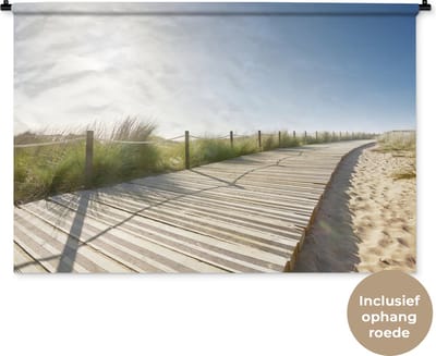 Wandkleed - Wanddoek - Strand - Planken - Portugal - 120x80 cm - Wandtapijt