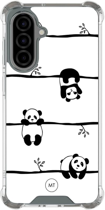 Hoesje (shockproof) geschikt voor Samsung Galaxy A56 - Panda - Extra sterke case - TPU/polycarbonaat - Print - Zwart, Wit, Transparant