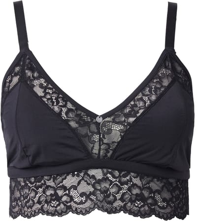 TruYou - Dames - TruYou bralette satijn doorzichtig kant - Zwart - Maat 85A