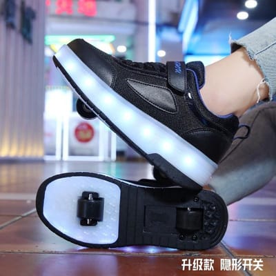 Nieuwe Runaway Schoenen Dubbele Wielen Jongens en Meisjes Wielen Schoenen Lamp Schoenen 42 white