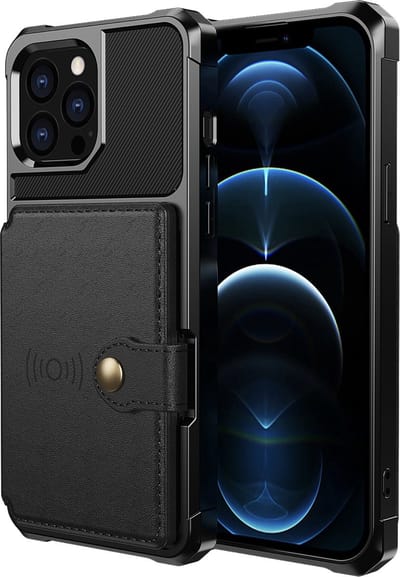 Backcover Geschikt voor Apple iPhone 14 Pro - Zwart | 3 in 1 | Pasjeshouder met Magneet voor Autohouder