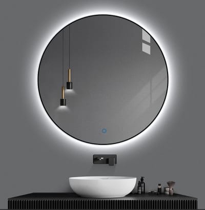Badkamerspiegel Rond LED Mat Zwart 60 CM