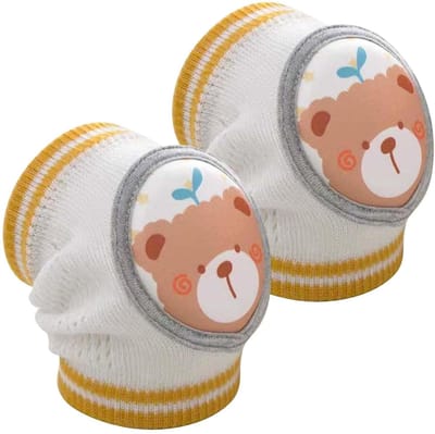 Baby Kniebeschermers - Kruipbeschermers Peuters - Baby Beschermen - Ademend Mesh Materiaal - 8 x 14.5 cm - Bruine Beer