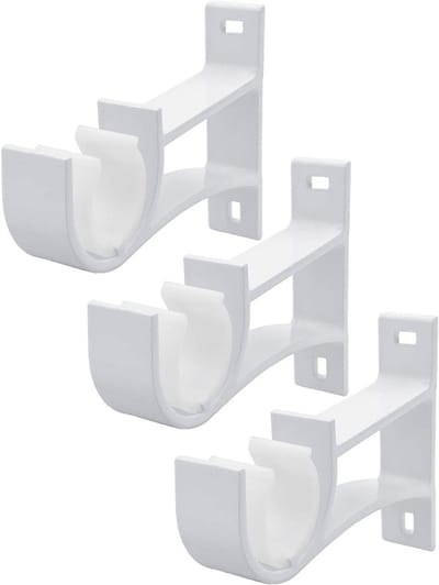 Gordijnroede Houders - Roede Beugels - Ramen Decoreren - Met Plastic Gesp - Set van 3 - Wit