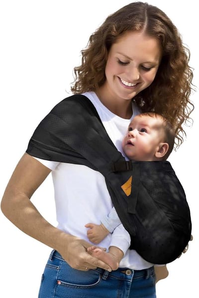 Baby Draagzak - Draagdoek Sling - Baby Vervoeren - Ergonomisch Ontwerp - 200 Gram - Zwart