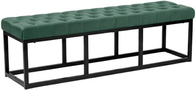 CLP Bank Polson - Gestikte Zitbank - Metalen Frame Mat Zwart - 200 kg Belastbaar - Modern Design - groen