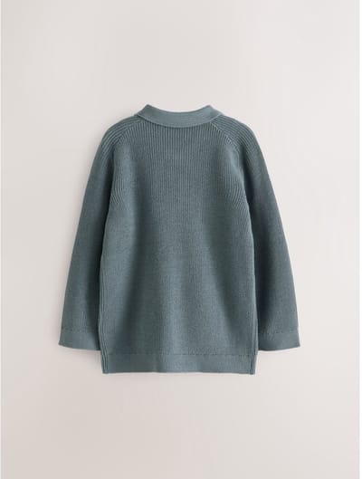 Next - Jongens - Poloshirt met lange mouwen en kwartrits - Blauw