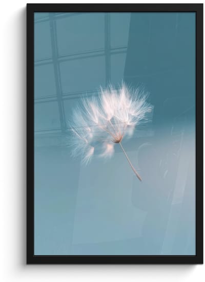 Poster in lijst - Fotolijst 40x60 cm - Posters - Paardenbloempluisje - Blauw - Lucht - Posterlijst zwart - Decoratie - Wanddecoratie woonkamer - Muurdecoratie slaapkamer