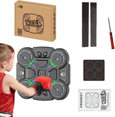 Boksmachine voor Wandmontage - Fitnessmachine Boksen - Interactieve Training - Muziek Synchronisatie - 30x26cm - Zwart