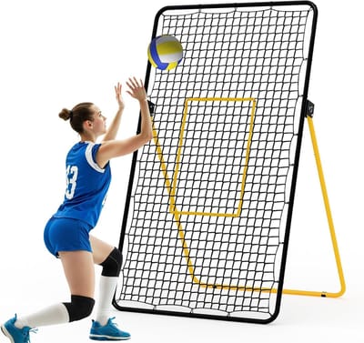Triumpunpre Volleybal reboundnet, 2,1 * 1,2 m, stalen frame, PE-net, verstelbaar volleybalnet voor buiten, draagbaar opvouwbaar volleybaltrainingsnet voor binnen- en buitengebruik