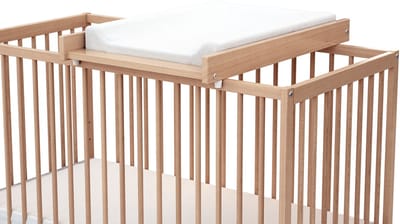 WEBABY - Verwijderbaar verschoonoppervlak voor babybedje MONA in hout Wit en Beuken 60 x 120 cm