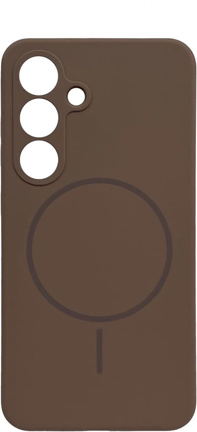 Casemania Hoesje Geschikt voor Samsung Galaxy S25 - Bruin - Zachte Liquid Siliconen Back Cover Case - Geschikt voor MagSafe - Zeer Sterke Magneet - Telefoon hoes met Camera Bescherming