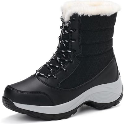 Stijlvolle Handgemaakte Sneeuwlaarzen Voor Dames Buiten Anti-Slip Botas De Mujer Winter Pluche Warm Gevoerd Damesschoenen Kwaliteit Uitverkoop CN 35 zwart