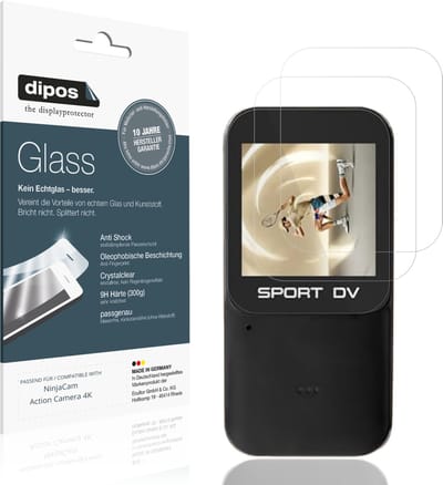dipos – 2x Pantserfolie geschikt voor NinjaCam Action Camera 4K | 9H Screenprotector