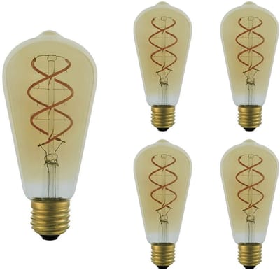 VITO LED Filament Edisonlamp ST64 E27 - 4W (vervangt 40W) - 400lm - 2200K (Amber) - 220-240V - Energiezuinig - 5 stuks