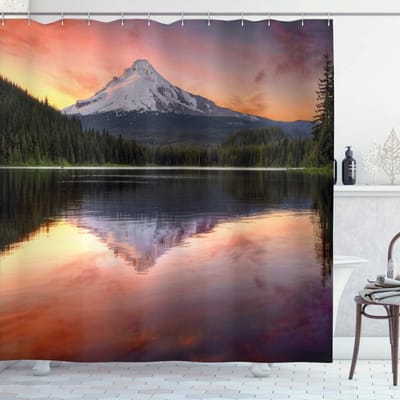 ABAKUHAUS Berge douchegordijn – Trillium Zee – 175x180 cm – multicolor