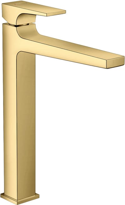 Hansgrohe Metropol 1-gats wastafelkraan - 260 met push open waste - met voorsprong vaste uitloop 20.4cm - glans goud