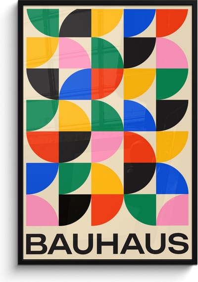 Poster in lijst - Fotolijst 80x120 cm - Posters - Bauhaus - Abstract - Vintage - Kleurrijk - Kunst - Posterlijst zwart - Decoratie - Wanddecoratie woonkamer - Muurdecoratie slaapkamer