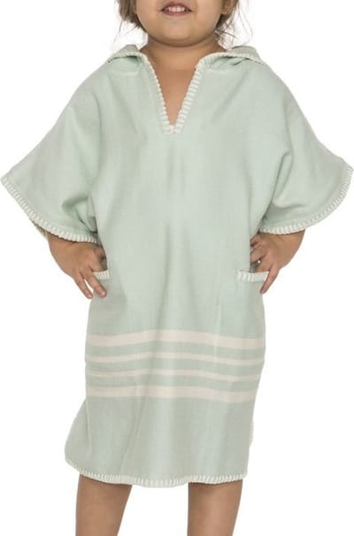 Kinder Strandponcho Hamam Mint - Leeftijd 4-5 jaar (104/110) - kinderponcho - badponcho - strandcape - badcape - jongens/meisjes/unisex pasvorm - poncho handdoek voor kinderen met capuchon - zwemponcho - badcape