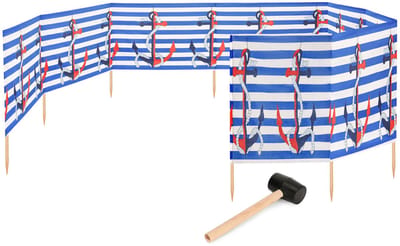 Garronda 12m Strand Windscherm Met Stokken - Windscherm Strand – Windscherm – Rubberen hamer – Streep/Anchor – GD-EX-Wb-12m