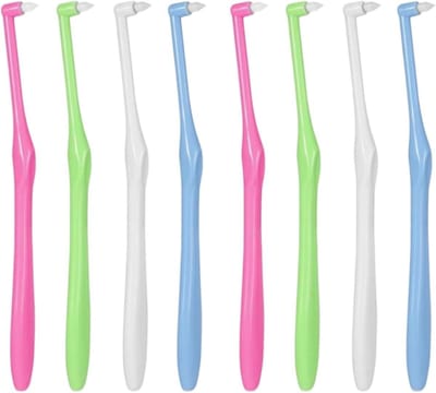 Allecto Plus - Tandverzorgingsset met 8 stuks: Tuft tandenborstel, Plugborstel, Interspace tandenborstel, Conische opzetborstel met onafhankelijke beschermdoppen - Voor gevoelige tandvlees dieptereiniging