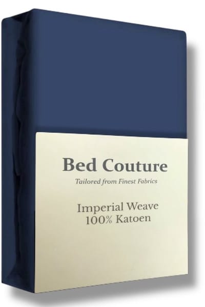 Bed Couture - Hoeslaken van 100% Katoen - Eenpersoons 90x200cm - Hoekhoogte 30cm - Ultra Zacht en Duurzaam - Navy