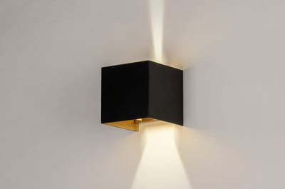 Lumidora Wandlamp 73908 - Voor buiten - AUSTIN - 2 Lichts - Ingebouwd LED - 6.0 Watt - 500 Lumen - 2700 Kelvin - Zwart - Goud - Metaal - Buitenlamp - Badkamerlamp - IP54