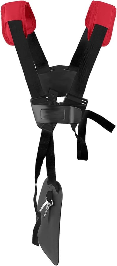 Schouderharnas Riem - Trimmer Draagband - Bosmaaier Gebruik - Dubbele Rij Knopen - 30x17x7 cm - Zwart Rood